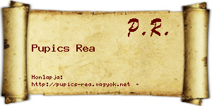Pupics Rea névjegykártya